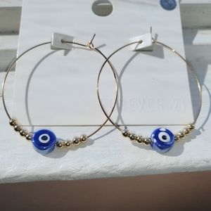Evil eye hoops earrings discounted forever 21